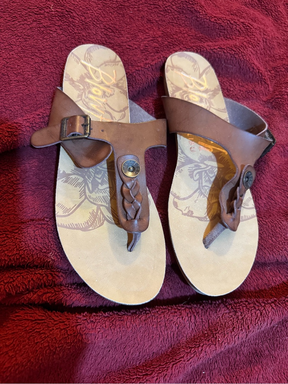 Braided Leather Toe-Post Sandals - Brown